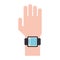 Hand using smartwatch
