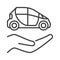 Hand with Vehicle vector Rent a Car concept linear icon