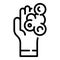 Hand virus protect icon, outline style