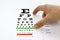 Hand vision chart isolated at white background