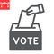 Hand voting ballot box glyph icon, election and vote, vote box sign vector graphics, editable stroke solid icon, eps 10.
