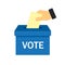 Hand voting ballot box icon, Election Vote concept, Simple flat design for web site, logo, app, UI, Vector illustration.