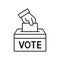 Hand voting ballot box icon, Election Vote concept, Simple line design for web site, logo, app, UI