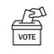 Hand voting ballot box icon, Election Vote concept, Simple line design for web site, logo, app, UI, Vector illustration.