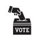 Hand voting ballot box icon, Election Vote concept, Simple silhouettes flat design for web site, logo, app, UI
