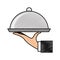Hand waiter with tray server isolated icon