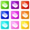 Hand wash 30 degrees celsius icons set 9 color collection