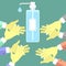 Hand Wash Antibacterial Gel Icon. Medical Sanitizer Symbol. Liquid Soap with Pumping from Bottle for Desinfection.