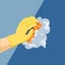 Hand wash wall. Cleaning up. House and office cleaning service. Icon template with hand and sponge for professional