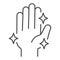 Hand after washing free from bacteria or virus thin line icon. Clean shiny hands symbol, outline style pictogram on