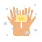 Hand washing with soap. Hands, soap, bubbles. Prevention of coronavirus. Isolated on a white background. Vector