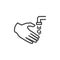 Hand and water tap line icon