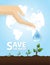 Hand watering tree.Concept of environmental protection