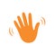 Hand wave waving hi or hello gesture flat vector icon for apps and websites. Greeting sign. Hello symbol.