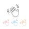 Hand wave waving hi or hello gesture line art vector icon set for apps