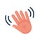 Hand waving. Gesture emoji. Hi emoticon palm.