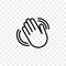 Hand waving vector icon of hello welcome gesture line isolated on transparent background
