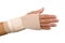 Hand wearing hand wrist therapy support glove