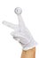 Hand in white glove and angry finger puppet