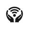 Hand Wifi logo design. Wifi logo with Hand concept vector. Hand and Wifi logo design