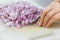 Hand woman chopping shallots