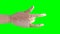 Hand wooden gesture rock music or horn rotating isolated on green screen