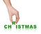 Hand and word Christmas