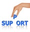 Hand with word Support. Business concept.
