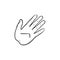 A hand with a wound hand drawn outline doodle icon.