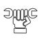 Hand with wrench mechanic tool icon