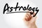 Hand writing Astrology with marker