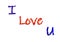 Hand writing colorful `i love u` text