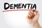 Hand writing Dementia with marker, medical concept background