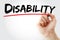 Hand writing Disability with marker, health concept background