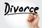 Hand writing Divorce with marker