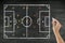 Hand writing football tactic