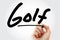 Hand writing Golf with marker