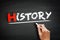 Hand writing History on blackboard, business concept