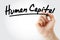 Hand writing Human capital with marker