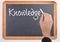 Hand writing Knowledge text on blackboard