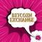 Hand writing sign Bitcoin Exchange. Word Written on combines traditional classroom lessons with online teaching Man With