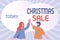 Hand writing sign Christmas Sale. Internet Concept period during which a retailer sells goods at reduced prices Happy