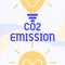 Hand writing sign Co2 Emission. Business idea Releasing of greenhouse gases into the atmosphere over time Glowing Light
