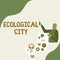 Hand writing sign Ecological City. Conceptual photo human settlement modeled on the selfsustaining structure Lady