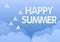 Hand writing sign Happy Summer. Word for Beaches Sunshine Relaxation Warm Sunny Season Solstice Five paper airplanes