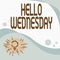 Hand writing sign Hello Wednesday. Concept meaning Hump day Middle of the working week of the calendar Light Bulb