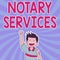 Hand writing sign Notary Services. Business idea services rendered by a state commissioned notary public Cheerful Man
