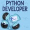 Hand writing sign Python Developer. Business concept responsible for writing serverside web application logic Colleagues