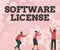 Hand writing sign Software License. Business approach legal instrument governing the redistribution of software