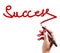 Hand writing the Success word